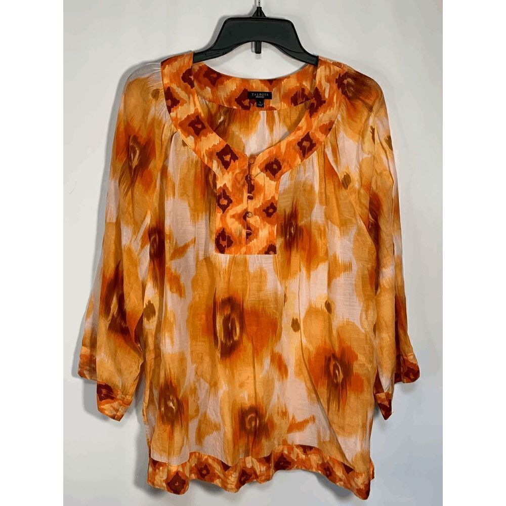 Talbot's Orange Floral Tunic Top
